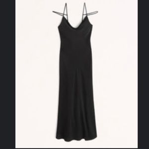 Abercrombie & Fitch Black Cowl Neck Slip Satin Maxi Dress in size M